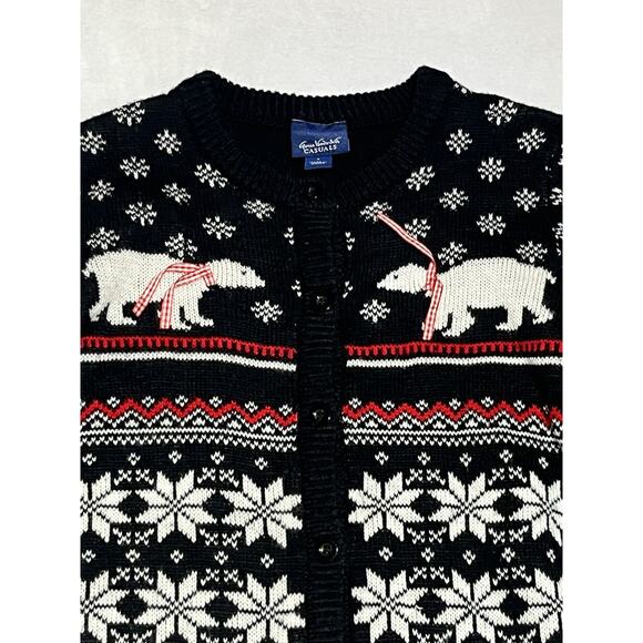 Nordic Fair Isle Knit Cardigan Womens S Reindeer Polar Bears Button Up Holiday - Picture 7 of 15